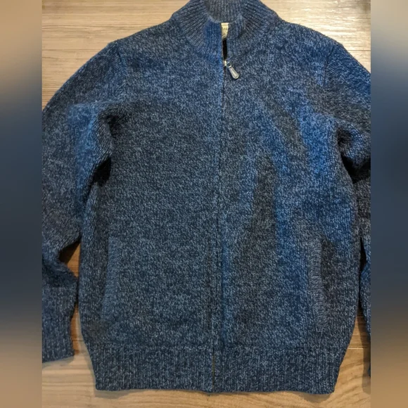 L.L. Bean - 100% Lambswool Ragg Wool Zip-Front Cardigan SweaterNavySmall